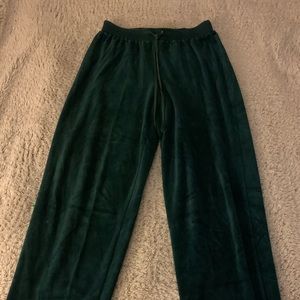 velvet green track suit sweat pants